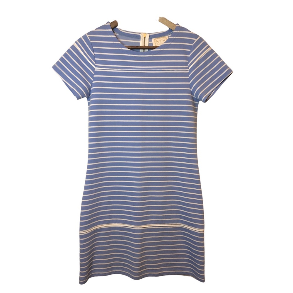 Sail to Sable blue white striped midi Tshirt dress